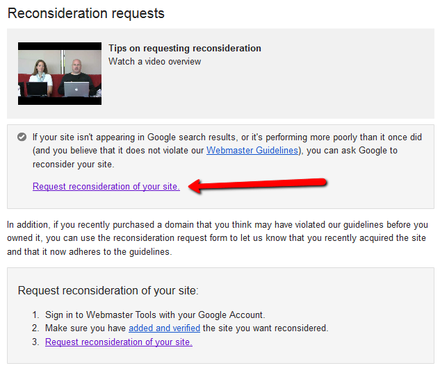 google reconsideration request